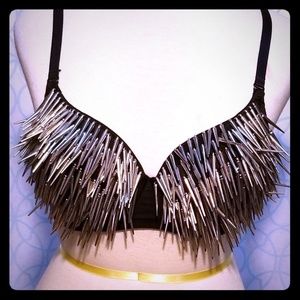 NEW Black Bra covered in 3 inch spikes. Size 34 B